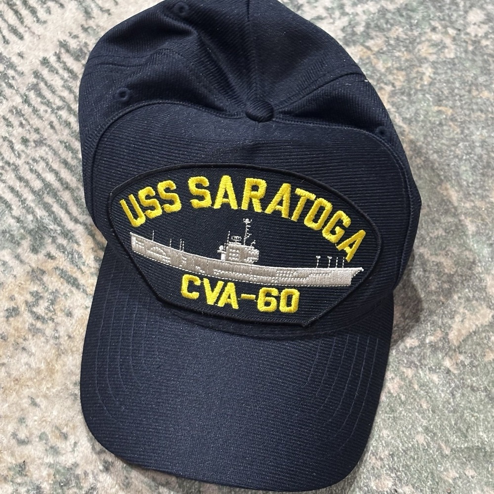 Vintage USS Saratoga CVA-60 Hat SnapBack USA Eagle Crest EUC
